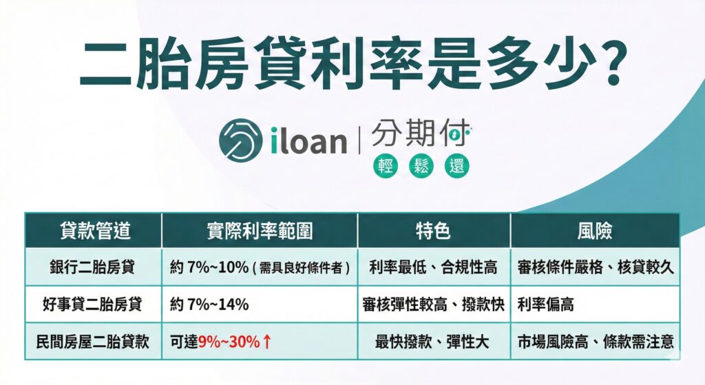 二胎房貸利率是多少?三大管道比較